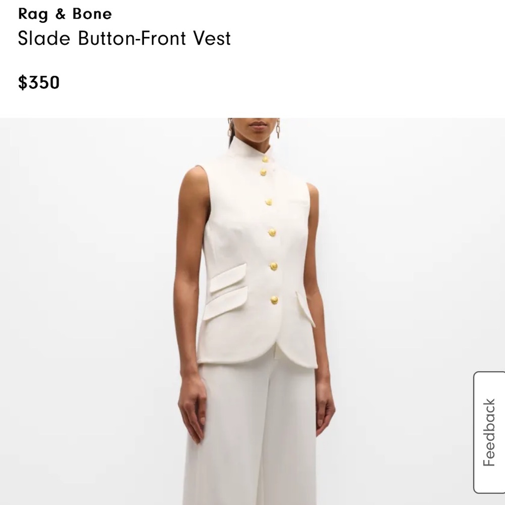 White rag & bone vest with gold hardware